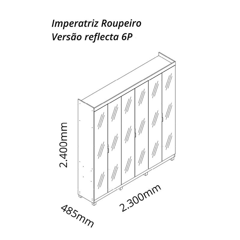 Guarda-Roupa-Casal-com-Vidro-Reflecta-LED-e-Pes-6-Portas-100--MDF-Imperatriz-Gelius