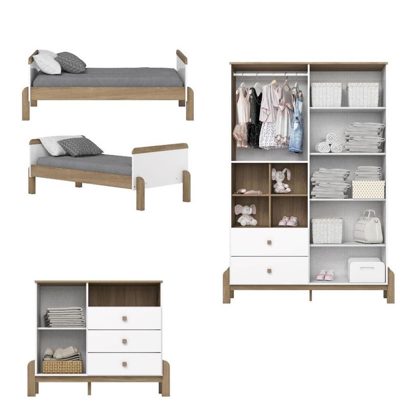 Quarto-de-Bebe-Completo-Berco-2-em-1-Guarda-Roupa-4-portas-e-Comoda-Ternura-Henn