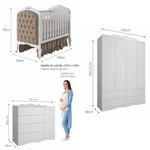 Quarto-de-Bebe-com-Guarda-Roupa-4-Portas-Comoda-e-Berco-Capitone-2-em-1-100-MDF-Laura-Permobili