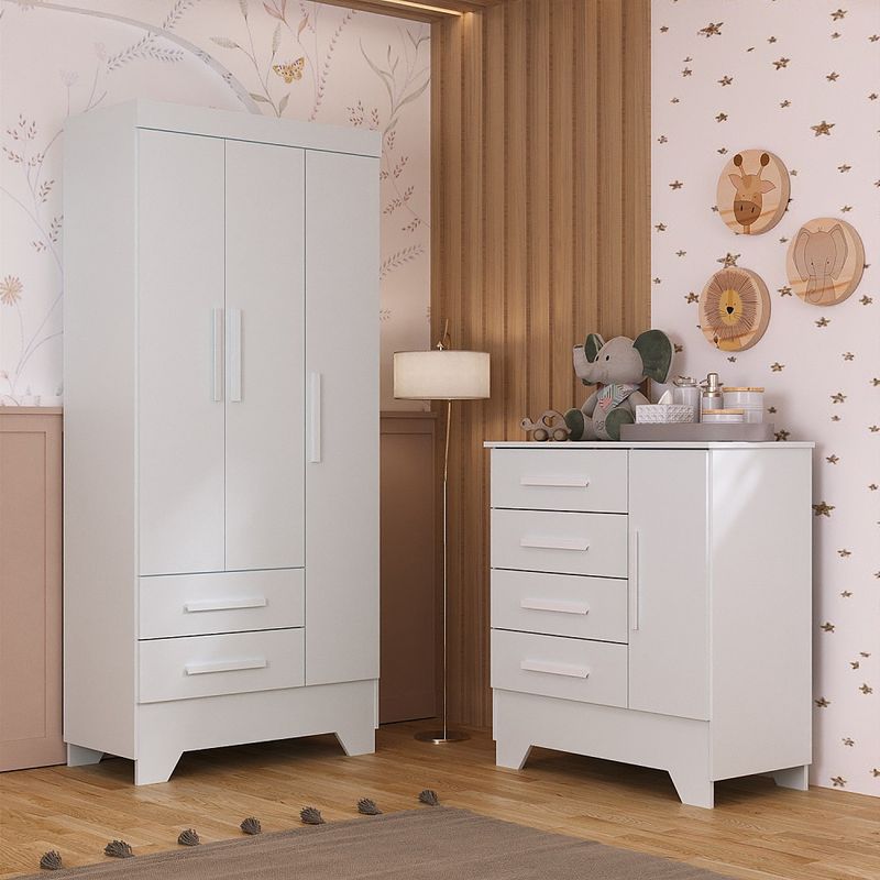 Quarto-Infantil-Guarda-Roupa-3-Portas-e-Comoda-Catavento-Rodial