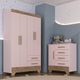 Quarto Infantil Guarda Roupa 4 Portas e Cômoda Catavento Rodial
