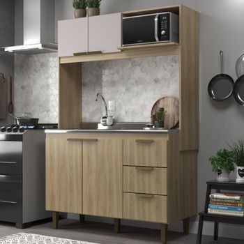 Cozinha Compacta 4 Portas 3 Gavetas sem Pia Sofia J Carvalho