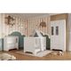 Quarto de Bebê com Guarda Roupa e Cômoda com Janela Berço 3 em 1 100% MDF Popy Móveis Peroba