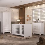 Quarto-de-Bebe-com-Guarda-Roupa-3-Porta-2-Gavetas-Comoda-4-Gavetas-1-Porta-e-Berco-3-em-1-Catavento-Maya-Rodial