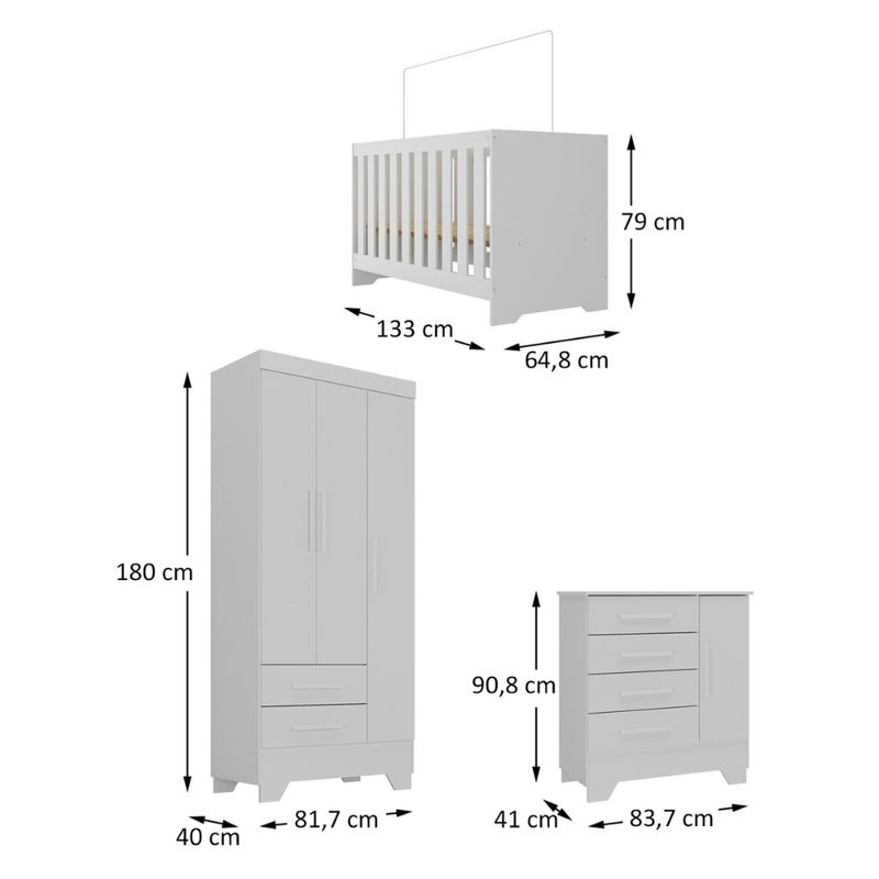 Quarto-de-Bebe-com-Guarda-Roupa-3-Porta-2-Gavetas-Comoda-4-Gavetas-1-Porta-e-Berco-3-em-1-Catavento-Maya-Rodial