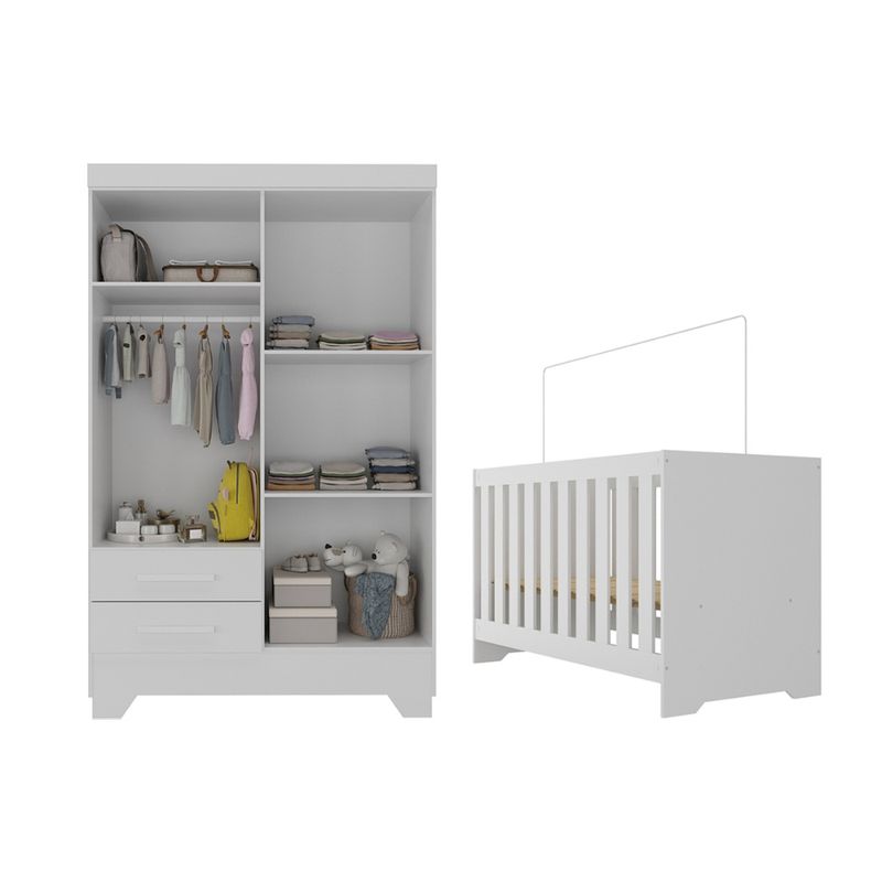 Quarto-de-Bebe-com-Guarda-Roupa-4-Portas-2-Gavetas-e-Berco-3-em-1-Catavento-Maya-Rodial