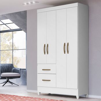 Guarda Roupa Solteiro Flex com Pés 4 Portas 2 Gavetas Madri Moval