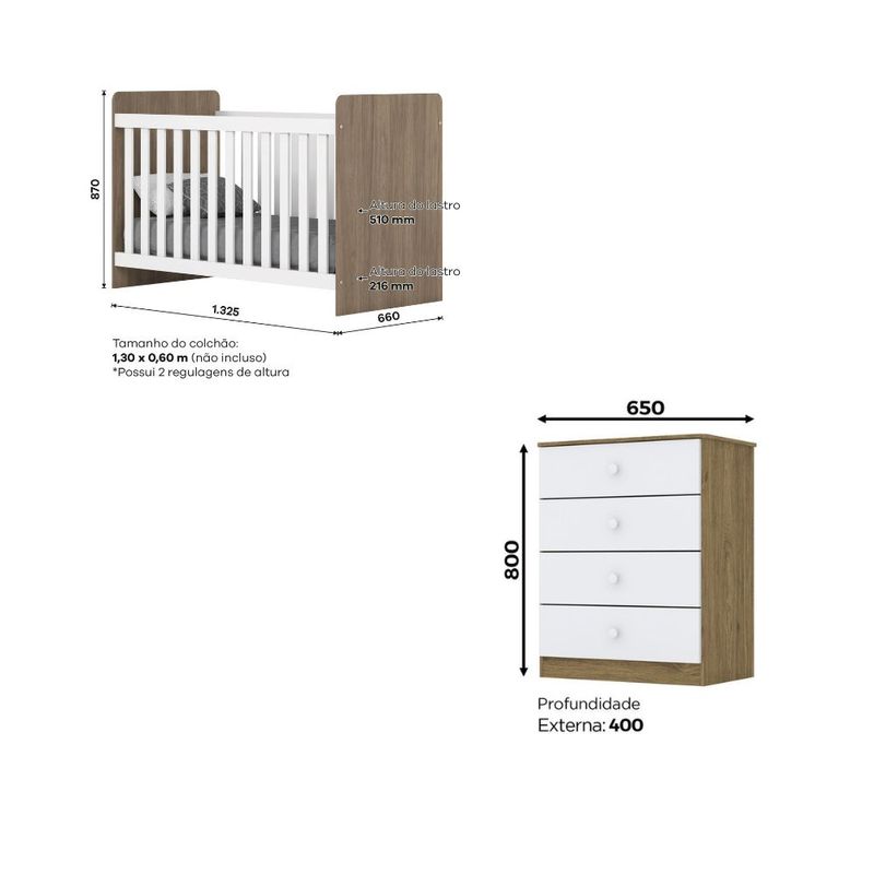 Quarto de Bebê com Cômoda e Berço Labirinto Henn