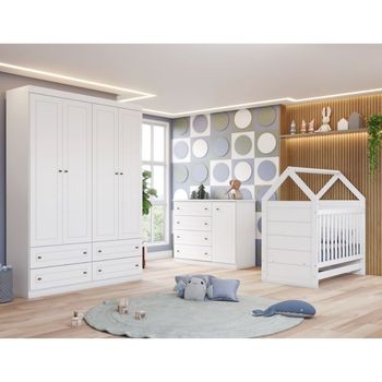 Quarto Bebê Berço Montessoriano, Cômoda e Guarda Roupa Americano Henn