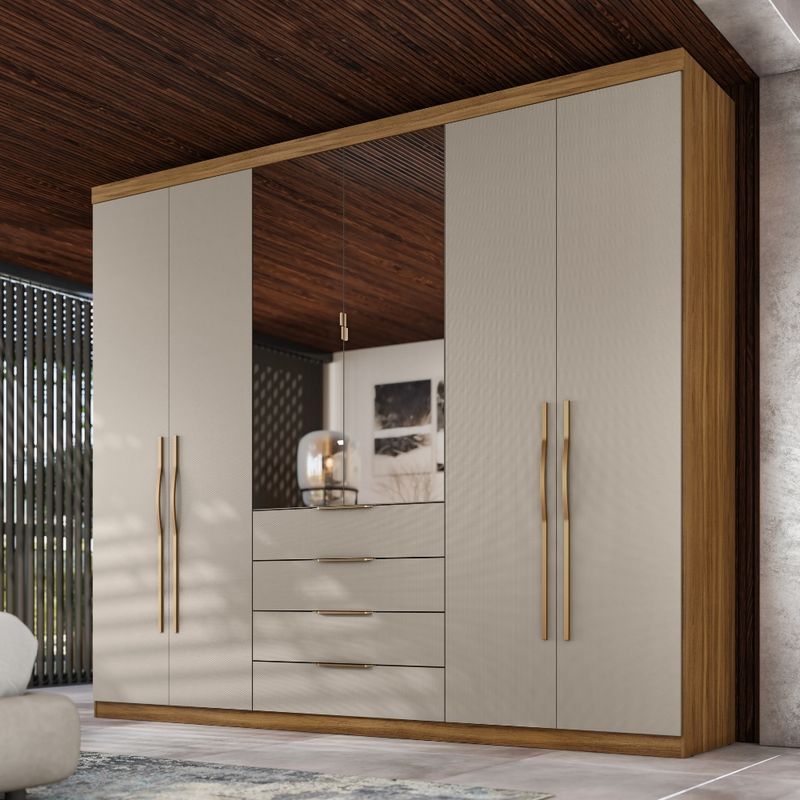 Guarda-Roupa-Casal-com-Espelho-6-Portas-4-Gavetas-Giardino-Demobile