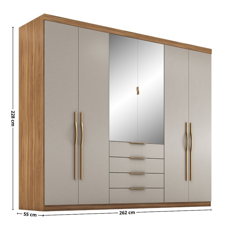 Guarda-Roupa-Casal-com-Espelho-6-Portas-4-Gavetas-Giardino-Demobile