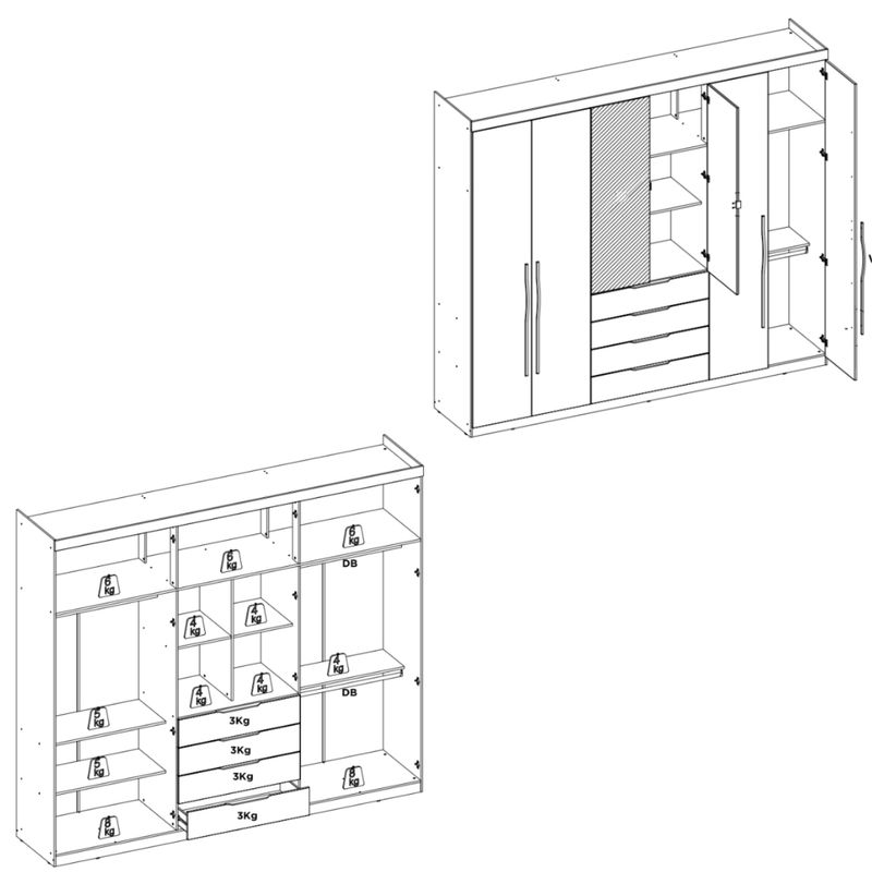Guarda-Roupa-Casal-com-Espelho-6-Portas-4-Gavetas-Giardino-Demobile