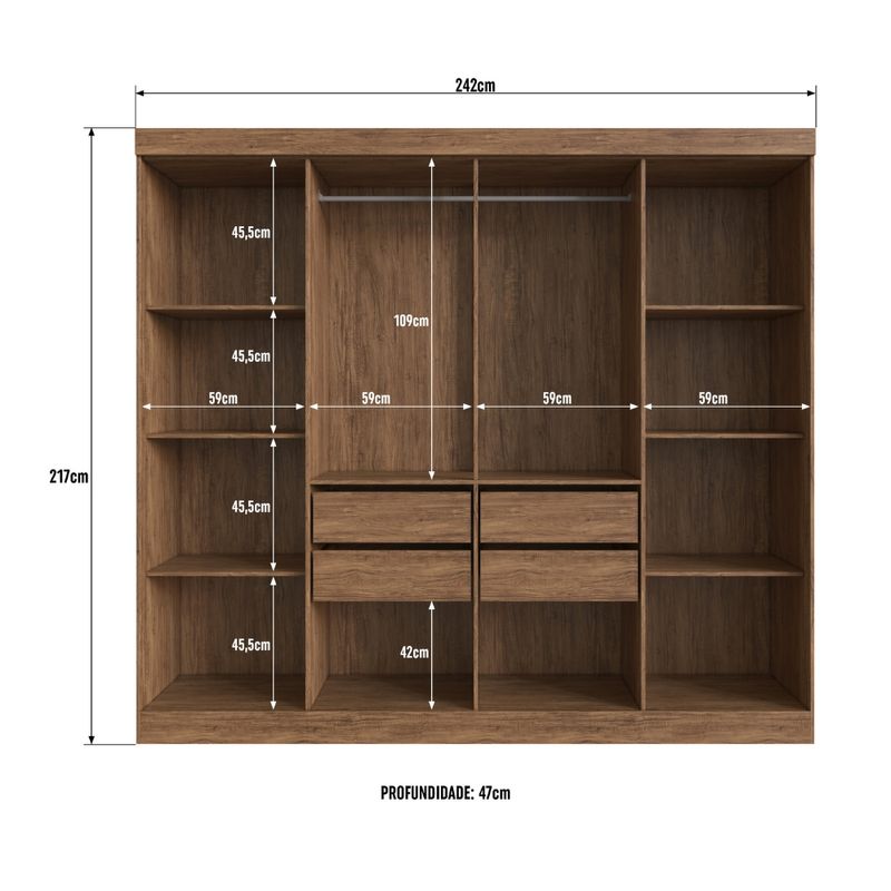 Guarda-Roupa-Casal-com-Vidro-Reflecta-8-Portas-100--MDF-Chicago-Doripel