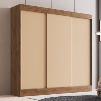 Guarda Roupa Casal 3 Portas de Correr Em MDF Michigan Doripel