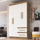 Guarda Roupa Solteiro 4 Portas 2 Gavetas 100% MDF Palermo Doripel