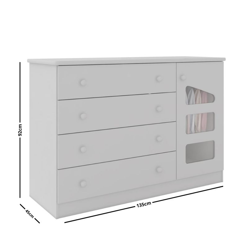 Comoda-Infantil-4-Gavetas-1-Porta-100--MDF-Eloisa-Phoenix-Baby