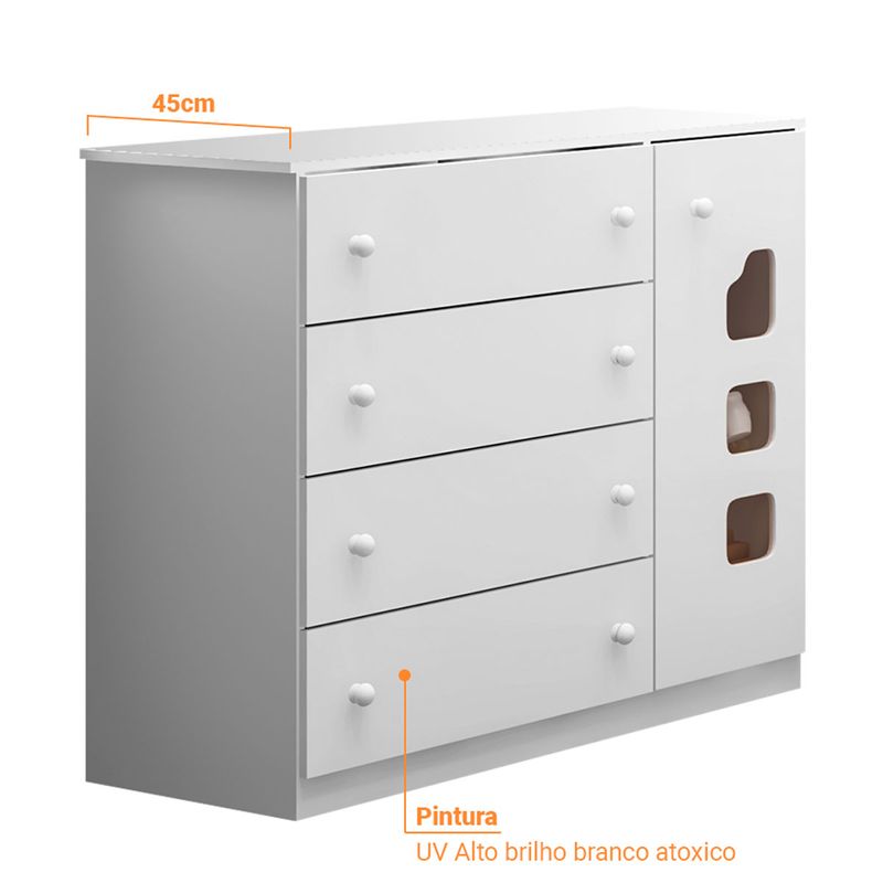 Comoda-Infantil-4-Gavetas-1-Porta-100--MDF-Livia-Phoenix-Baby
