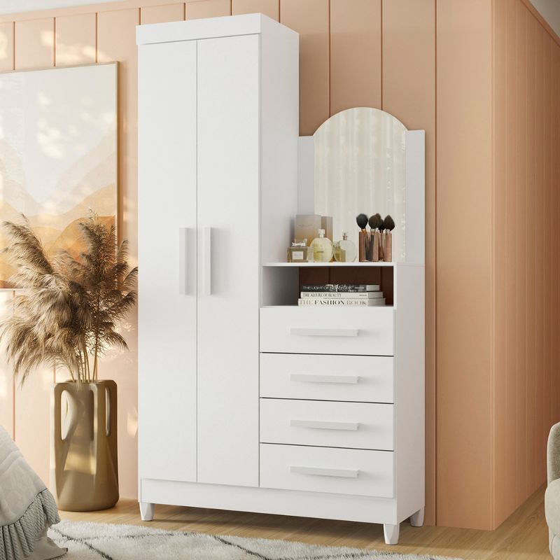 Guarda-Roupa-Solteiro-Flex-com-Espelho-e-Pes-e-Comoda-2-Portas-4-Gavetas-New-Capri-Albatroz
