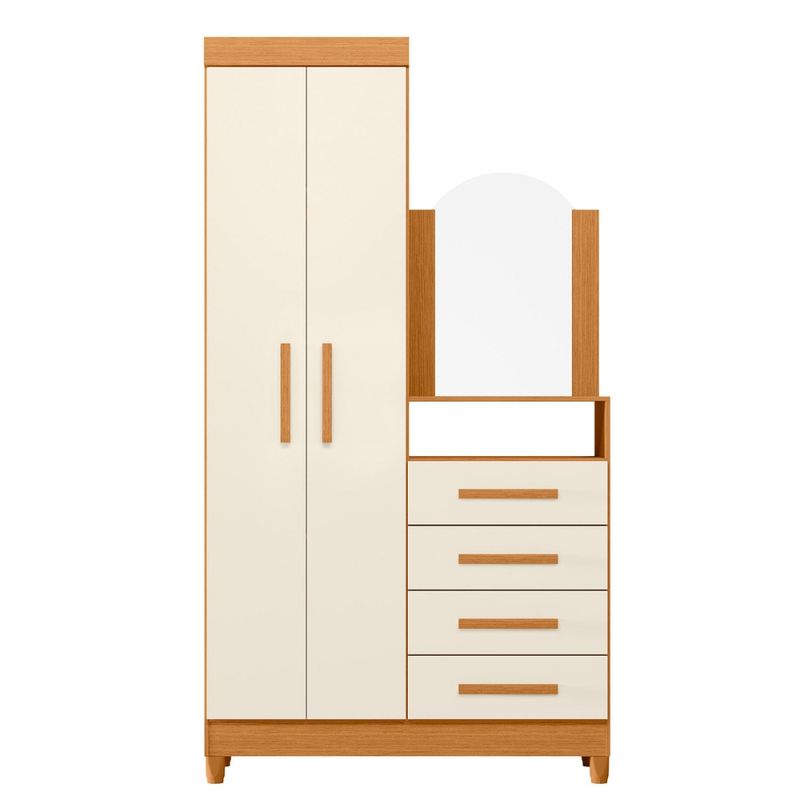 Guarda-Roupa-Solteiro-com-Espelho-e-Pes-e-Comoda-2-Portas-4-Gavetas-New-Capri-Albatroz