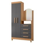 Guarda Roupa Solteiro com Espelho e Pés e Cômoda 2 Portas 4 Gavetas New Capri Albatroz