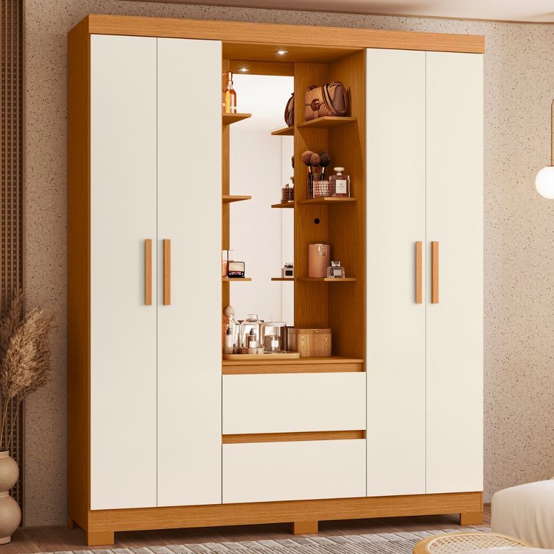 Guarda-Roupa-Solteiro-com-Espelhos-e-Pes-4-Portas-2-Gavetas-Olimpia-Albatroz