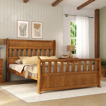 Cama Casal em Madeira Maciça Nathalia Móveis Nathalia