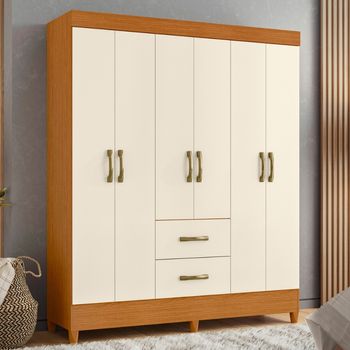 Guarda Roupa Casal 6 Portas 2 Gavetas com Pés Mobi Albatroz