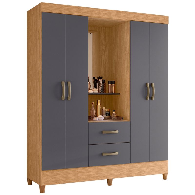 Guarda-Roupa-Casal-com-Espelho-e-Pes-4-Portas-2-Gavetas-Mobi-Albatroz