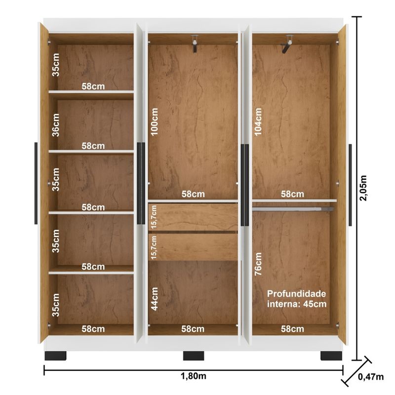 Guarda-Roupa-Casal-6-Portas-com-Pes-B24062-Araplac