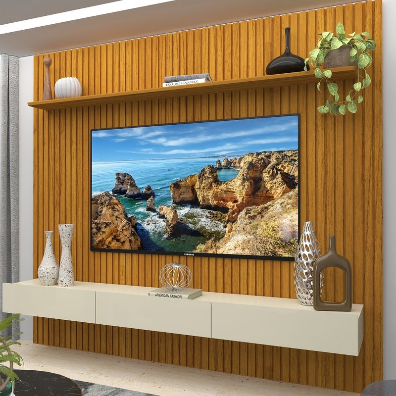 Painel-Ripado-para-TV-ate-85-Polegadas-3-Gavetas-em-MDF-Nobre-Gelius