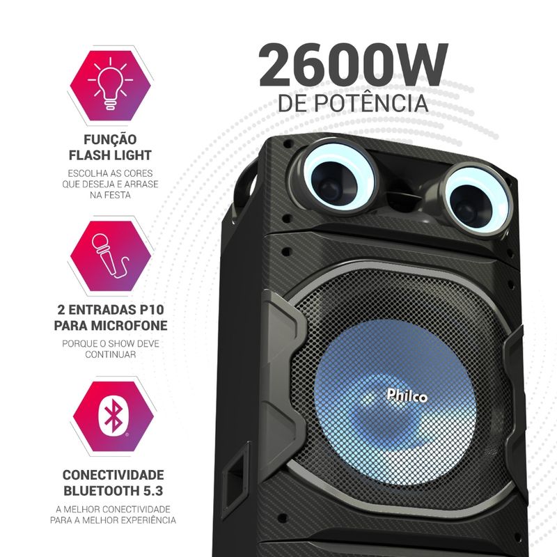 Caixa-de-Som-Torre-Philco-PCX26000-2600W