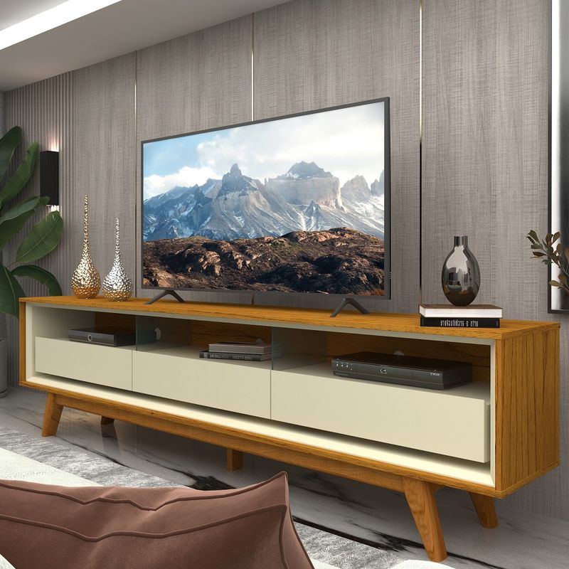 Rack-para-TV-ate-85-Polegadas-com-Vidro-3-Gavetas-com-Pes-em-Madeira-Macica-em-MDF-Requinte-Gelius