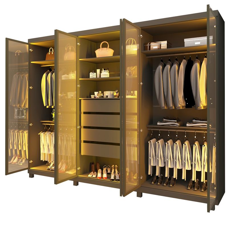 Guarda-Roupa-Casal-com-Vidro-Reflecta-LED-6-Portas-com-Pes-em-MDF-Absolut-New-Gelius