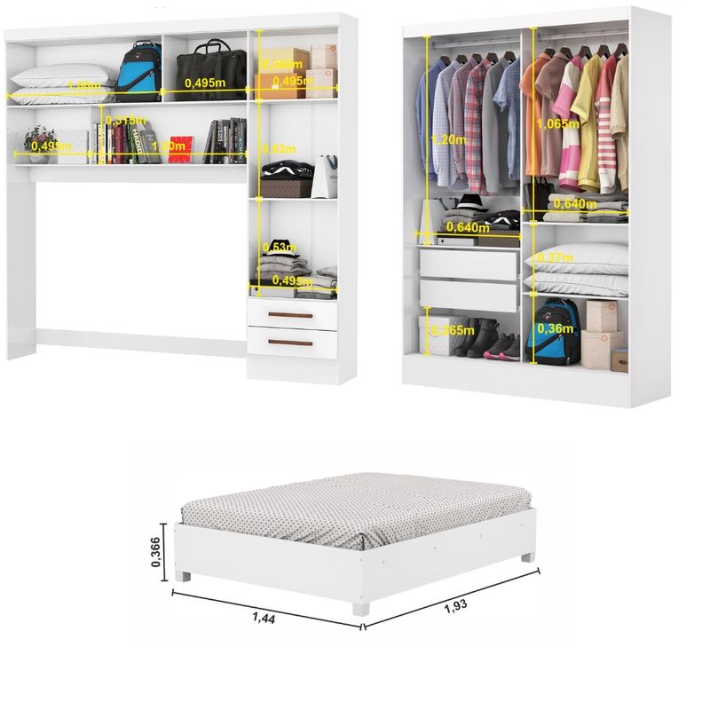 Quarto-Modulado-Casal-com-Espelho-e-Cama-6-Portas-Belem-Plus-Carioca-Moveis