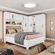 Quarto Modulado Casal com Espelho e Cama 7 Portas Belém Plus Carioca Móveis