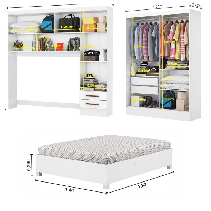 Quarto-Modulado-Casal-com-Espelho-e-Cama-7-Portas-Belem-Plus-Carioca-Moveis