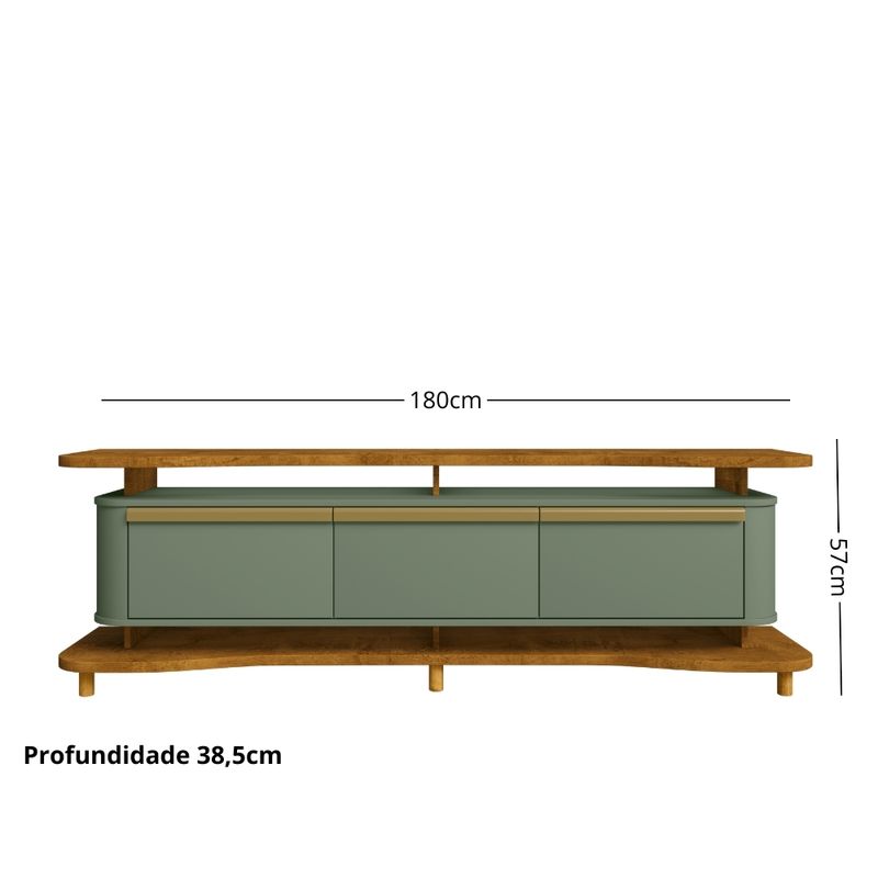 Rack para TV Até 75 Polegadas 3 Portas com Pés de Madeira Maciça Guarapari Bechara