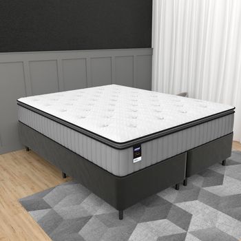 Cama Box Queen 158cm Molas Ensacadas Colchão Gazin Tower HF25 e Base 2CEN
