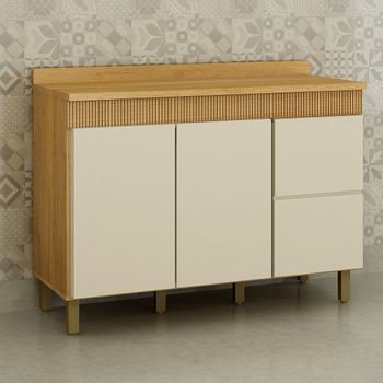 Balcão 3 Portas 1 Gaveta 120cm com Tampo Dakota Valdemoveis