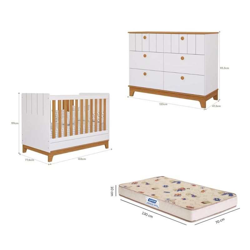 Quarto-de-Bebe-com-Comoda-Berco-e-Colchao-Liza-Permobili