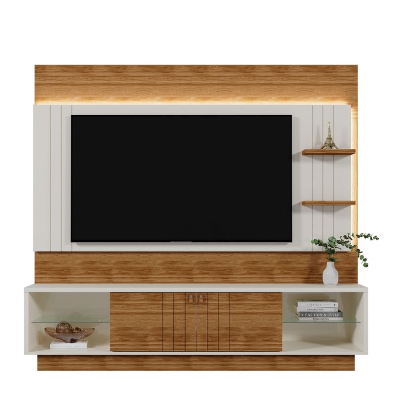 Painel-Frisado-para-TV-ate-65-Polegadas-com-LED-2-Portas-de-Correr-Guaiba-Mobler