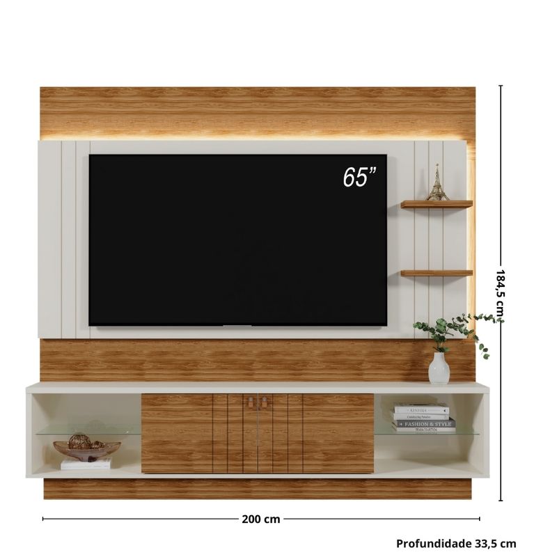 Painel-Frisado-para-TV-ate-65-Polegadas-com-LED-2-Portas-de-Correr-Guaiba-Mobler