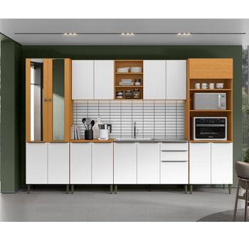 Cozinha Modulada 6 Peças com Vidro sem Tampo Luana Aramóveis