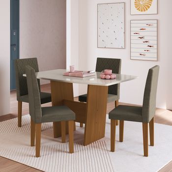 Conjunto Sala de Jantar Mesa Pequim e 4 Cadeiras Belize Indekes