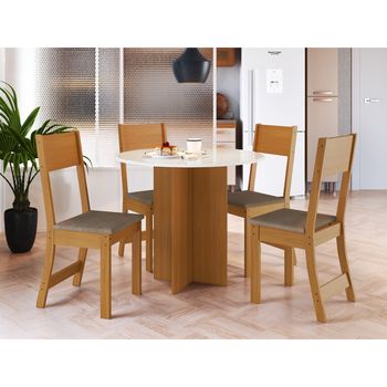 Conjunto de Sala de Jantar Mesa e 4 Cadeiras Alice Indekes