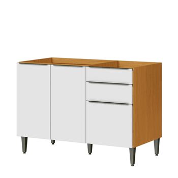 Balcão de Pia 3 Portas 2 Gavetas 120cm em MDF sem Tampo Luana Aramóveis