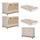Quarto Bebê Gêmeos Berço Mini Cama  Cômoda 6 gavetas Liza e 2 Colchões Gazin Permobili