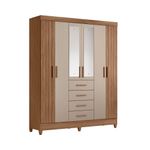 Guarda-Roupa-Solteiro-Frisado-com-Espelho-6-Portas-4-Gavetas-e-Pes-Uruba-Moval