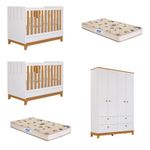 Quarto-Bebe-Gemeos-2-Berco-Mini-Cama--Guarda-Roupa-4-portas-4-gavetas-Liza-e-2-Colchoes-Gazin-Permobili