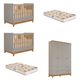 Quarto Bebê Gêmeos 2 Berço Mini Cama  Guarda Roupa 4 portas 4 gavetas Liza e 2 Colchões Gazin Permobili
